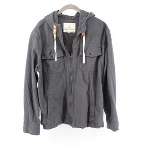 Mutual Weave Utility Shirt Jacket Men's XL‎ Gray Blue Cotton Hooded Zip Jacket